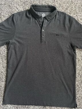Under Armour Men's Charcoal Polo with Button Chest Detail
